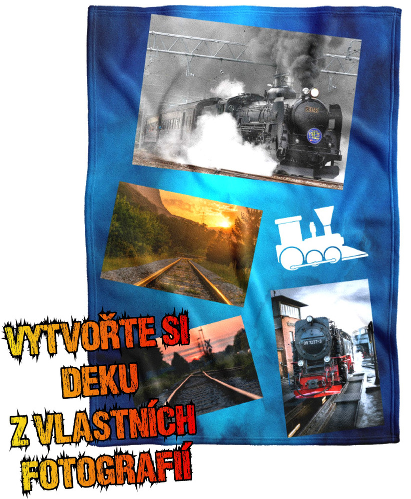 Deka z vlastních fotografií a textů Fleece 140x200cm/360g pro milovníky vlaků