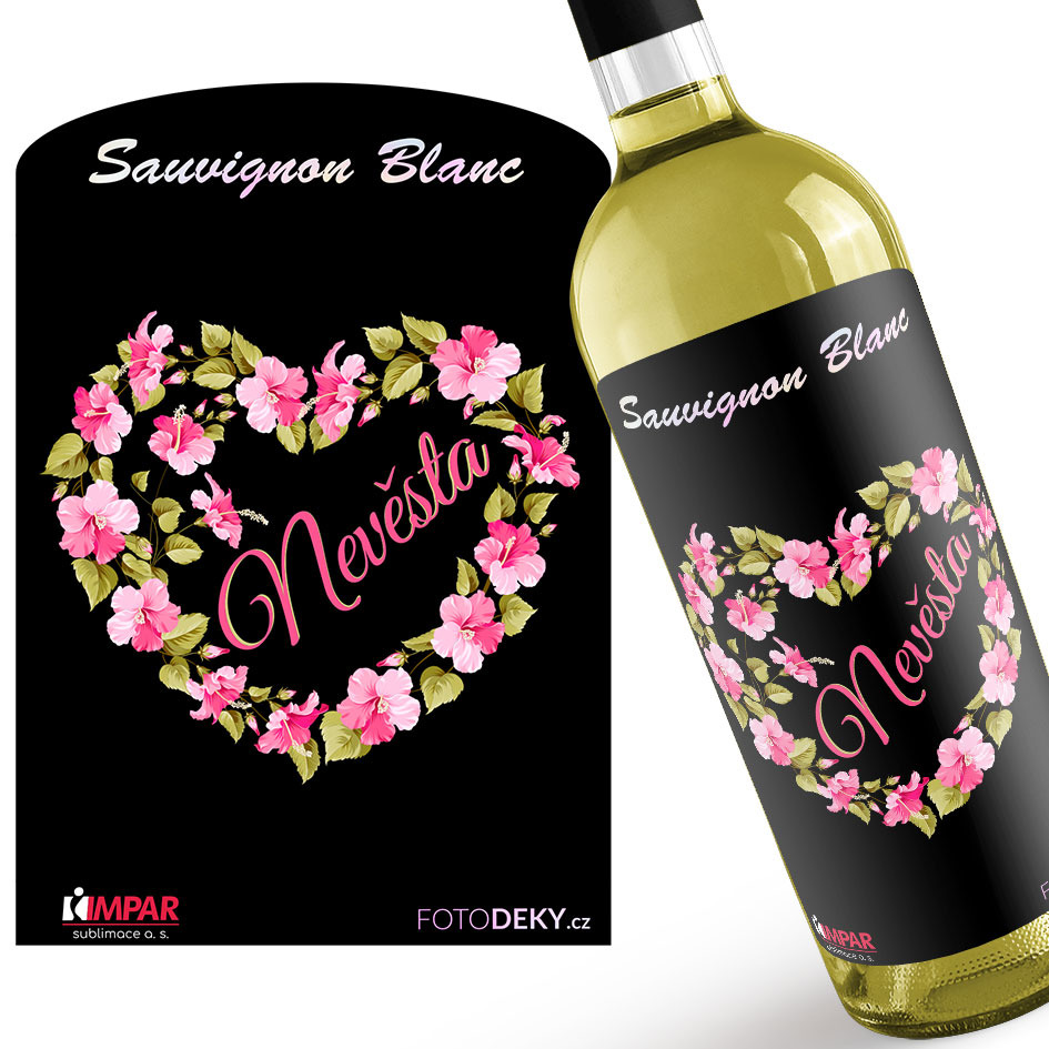 Víno Nevěsta – srdce z květin (Druh Vína: Bílé víno)