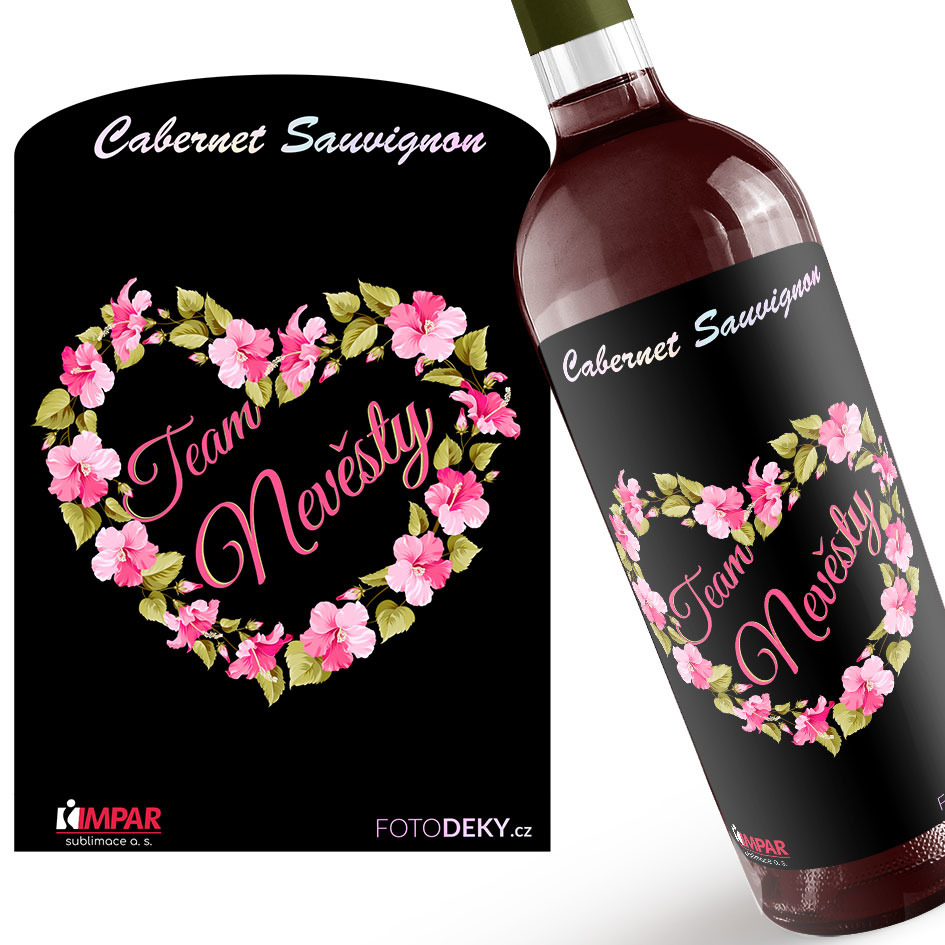 Víno Team nevěsty – srdce z květin (Druh Vína: Červené víno)