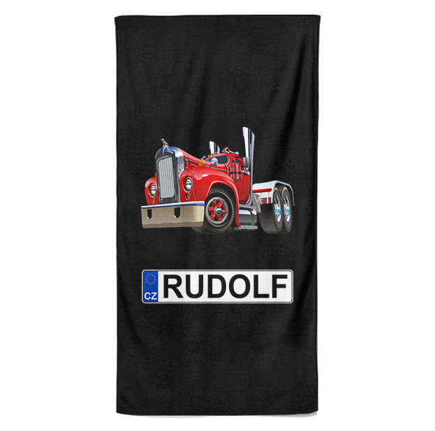 Osuška SPZ se jménem – barevný kamion (Jméno: Rudolf)