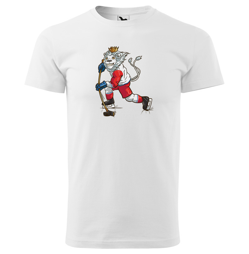 Tričko Hokejový lev (Velikost: S, Typ: pro muže, Barva trička: Bílá)