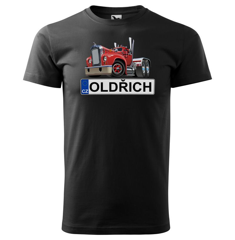 Tričko SPZ se jménem – barevný kamion (pánské) (Jméno: Oldřich)