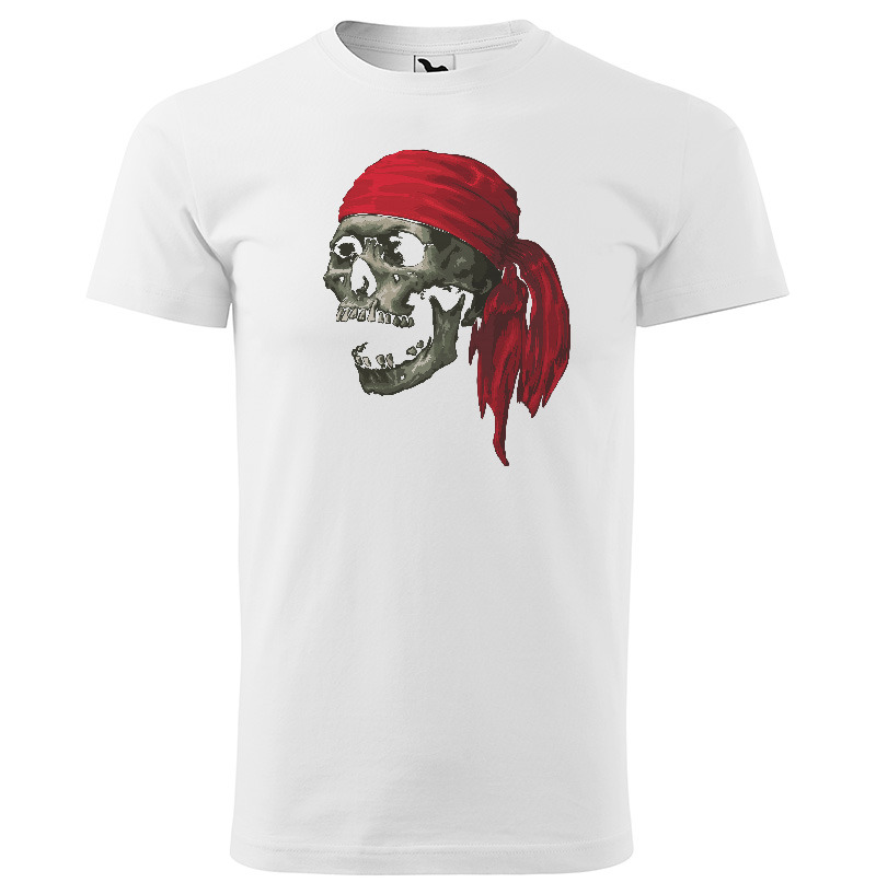 Tričko Pirate skull (Velikost: XS, Typ: pro muže, Barva trička: Bílá)
