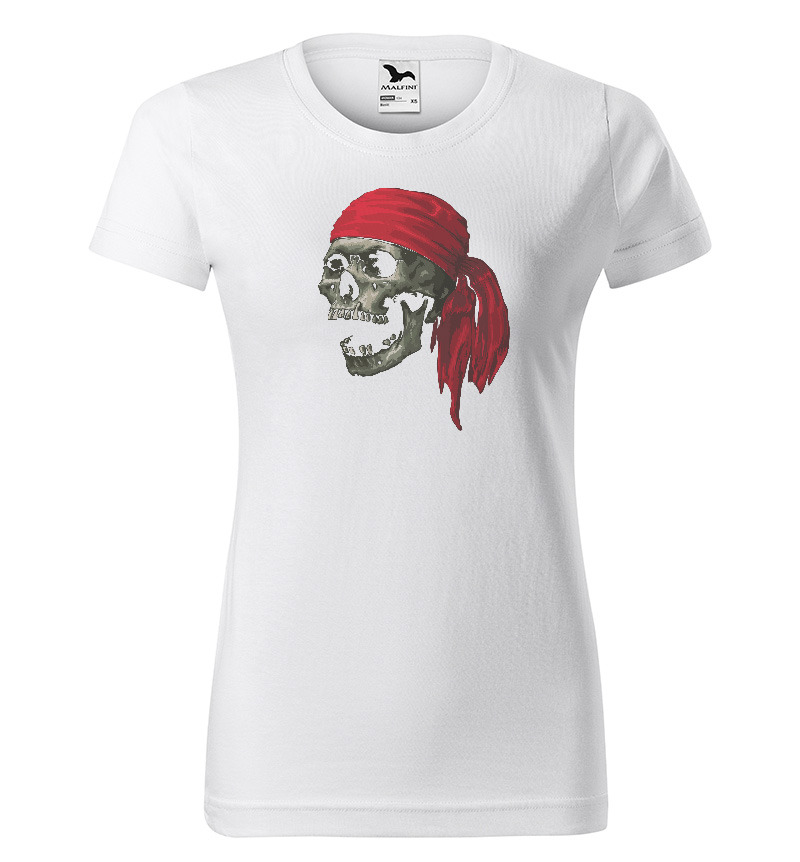 Tričko Pirate skull (Velikost: L, Typ: pro ženy, Barva trička: Bílá)