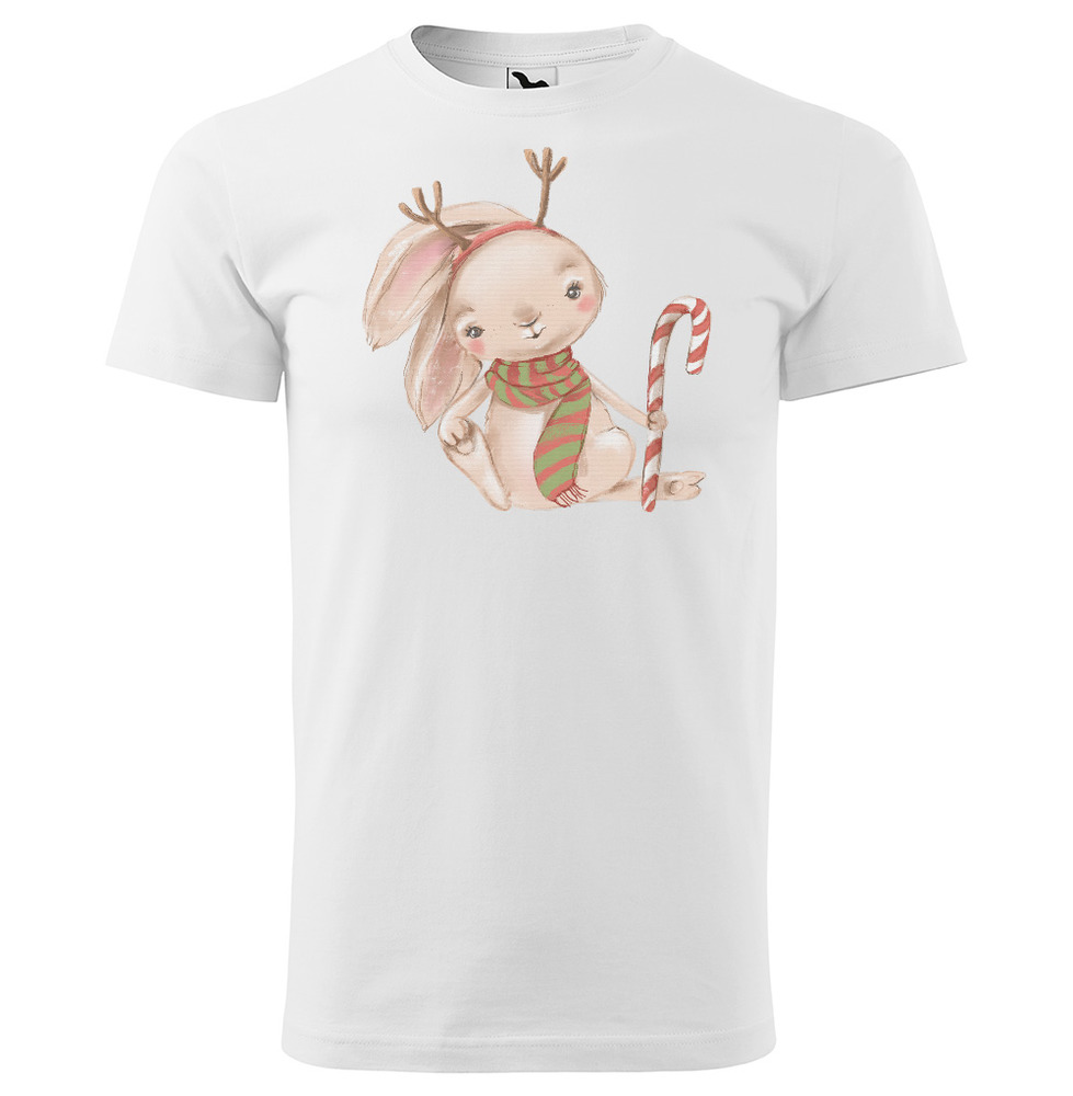Tričko Vánoční zajíček (Velikost: 2XL, Typ: pro muže, Barva trička: Bílá)