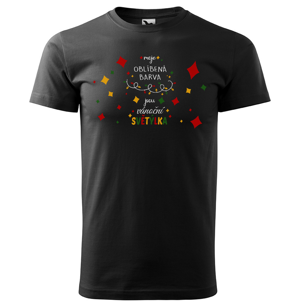 Tričko Vánoční světýlka (Velikost: L, Typ: pro muže, Barva trička: Černá)