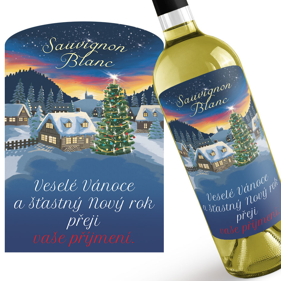 Levně Bílé víno s vánočním přáním