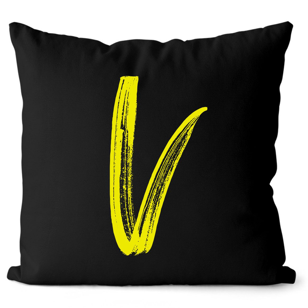 Polštář – písmeno V (Velikost: 40 x 40 cm, Barva: Žlutá)