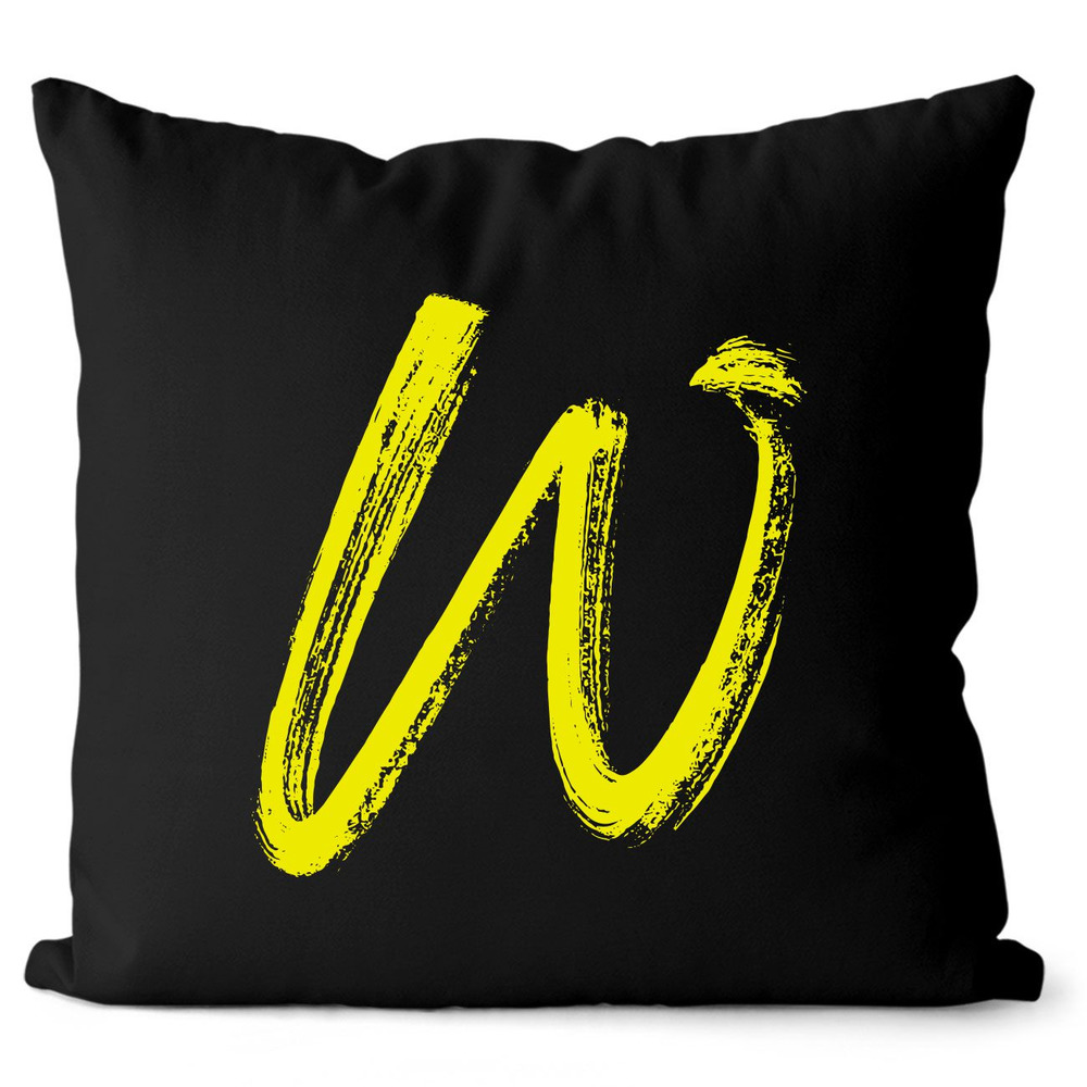 Polštář – písmeno W (Velikost: 40 x 40 cm, Barva: Žlutá)