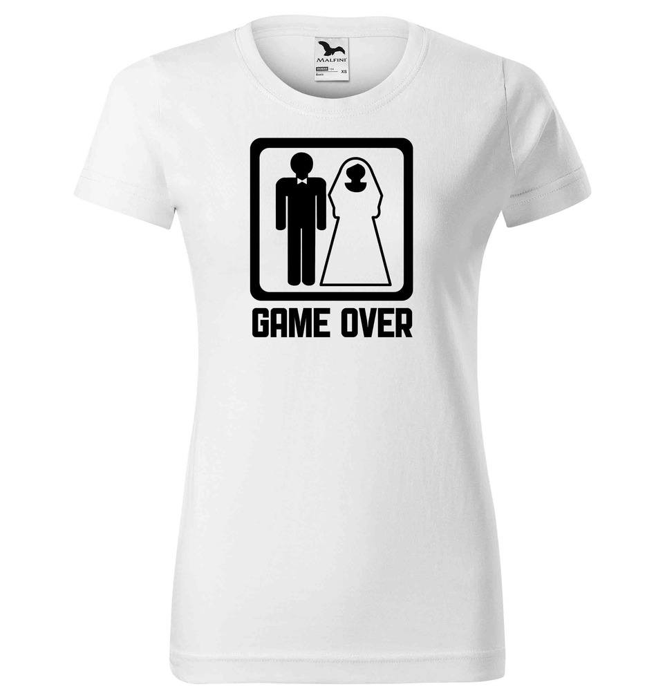 Tričko Game over (Velikost: XS, Typ: pro ženy, Barva trička: Bílá)