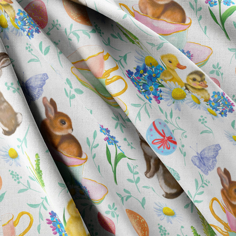Strukturovaná tkanina – Velikonoční králíčci