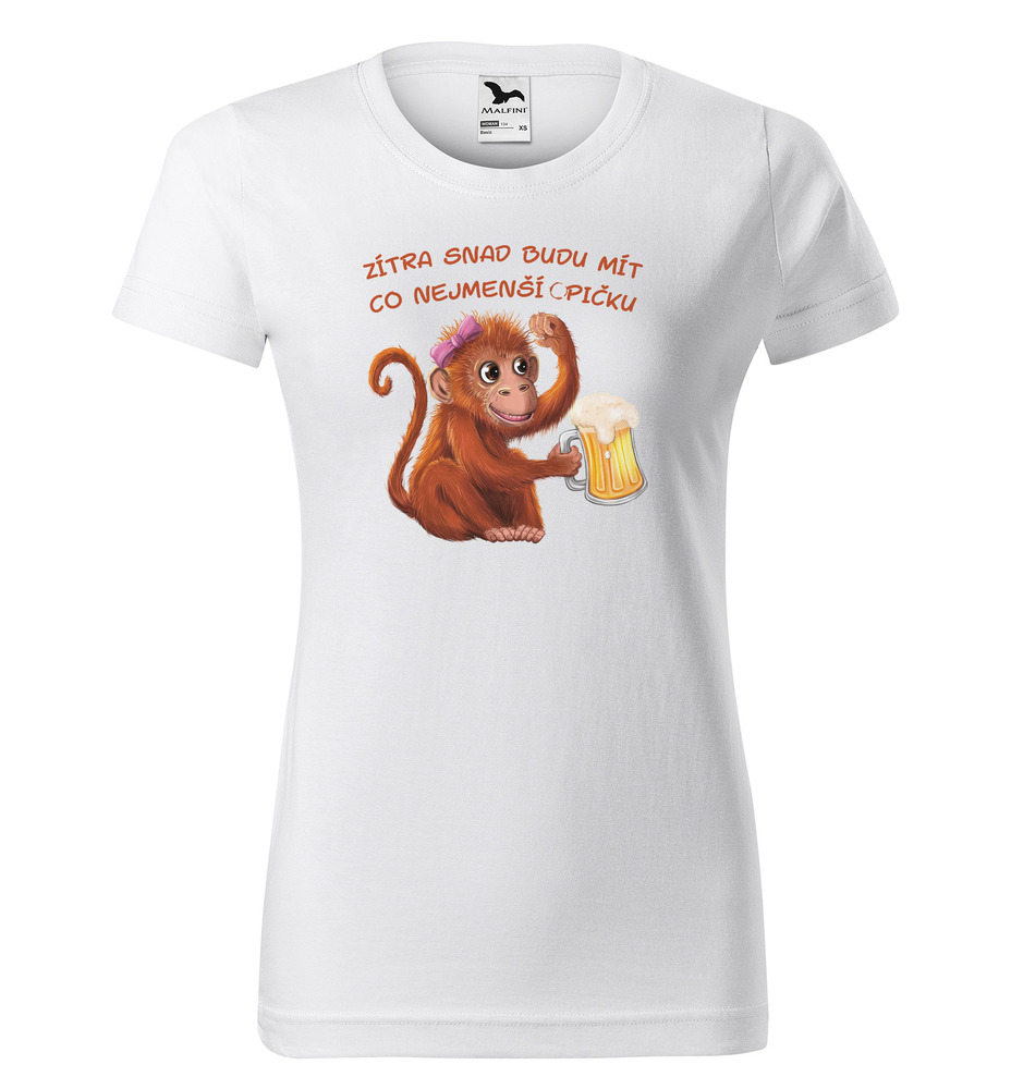 Tričko Co nejmenší opičku (Velikost: 2XL, Typ: pro ženy, Barva trička: Bílá)
