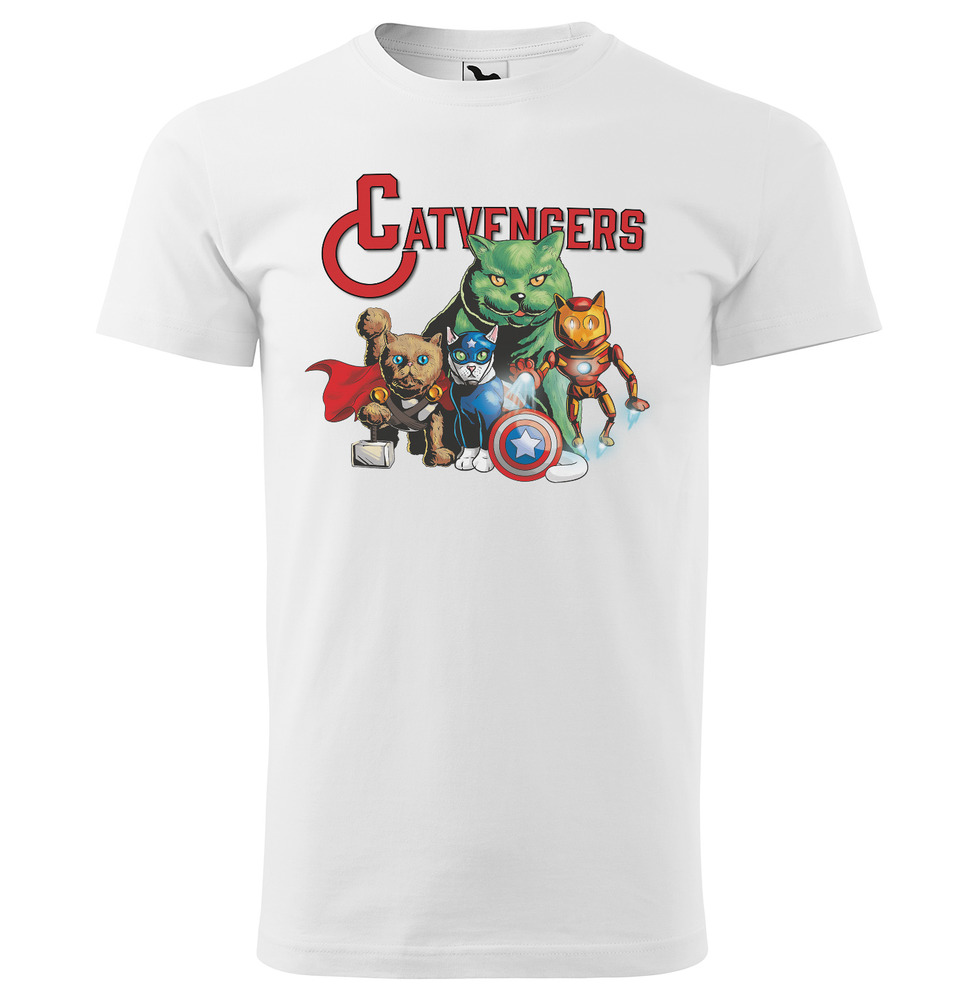 Levně Tričko Catvengers (Velikost: L, Typ: pro muže, Barva trička: Bílá)