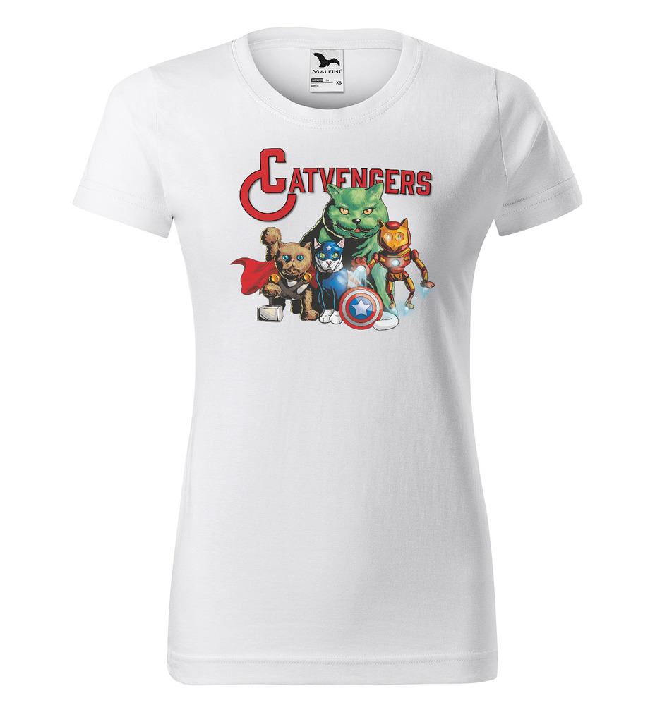 Tričko Catvengers (Velikost: S, Typ: pro ženy, Barva trička: Bílá)