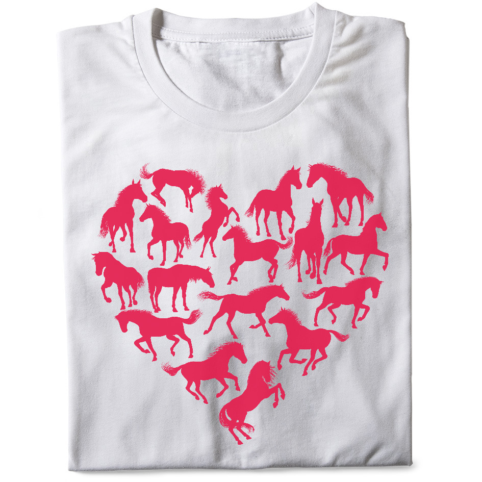Tričko Horse heart (Velikost: S, Typ: pro ženy, Barva trička: Bílá)