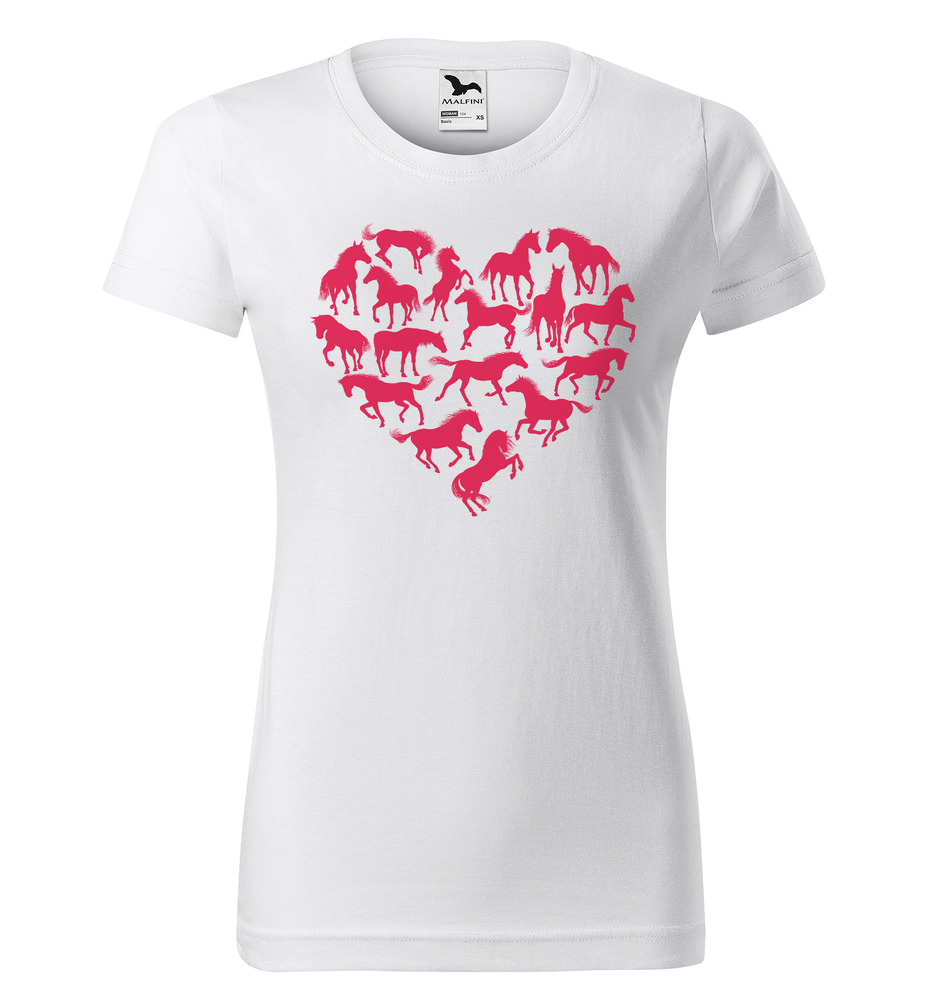 Tričko Horse heart (Velikost: L, Typ: pro ženy, Barva trička: Bílá)