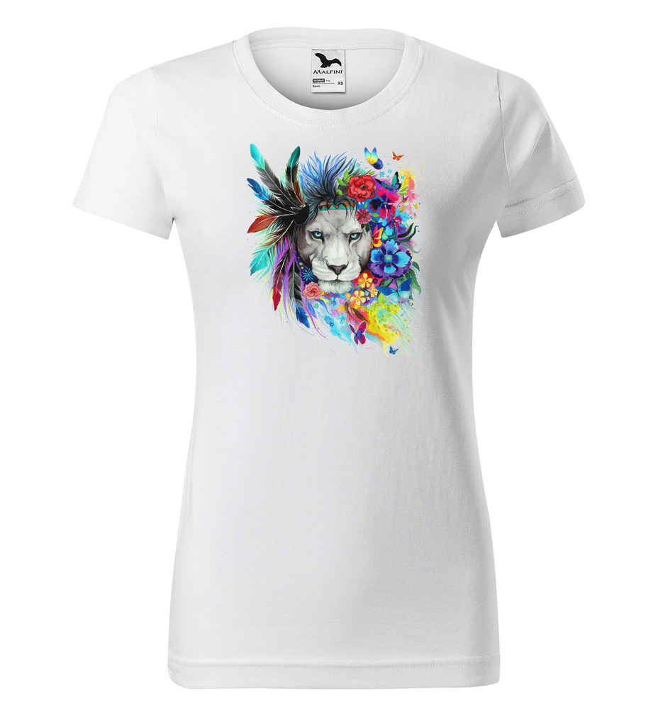 Tričko Lev art (Velikost: M, Typ: pro ženy, Barva trička: Bílá)