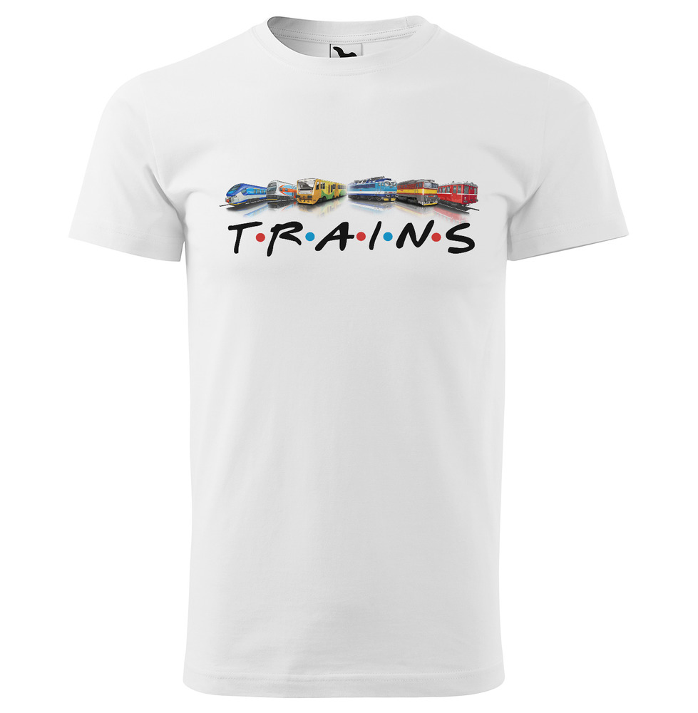 Tričko Trains (Velikost: XL, Typ: pro muže, Barva trička: Bílá)