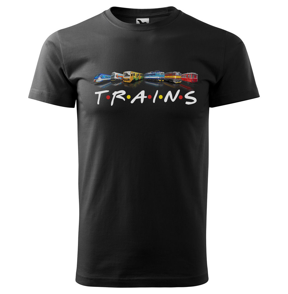 Tričko Trains (Velikost: L, Typ: pro muže, Barva trička: Černá)