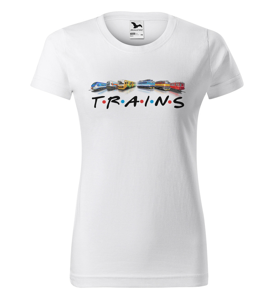 Tričko Trains (Velikost: XS, Typ: pro ženy, Barva trička: Bílá)