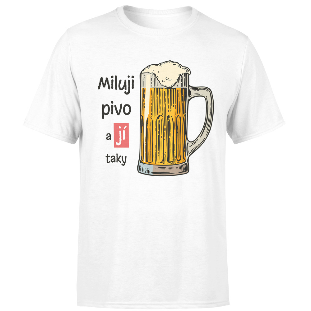 Tričko Miluji pivo - pánské (Velikost: L, Barva trička: Bílá)