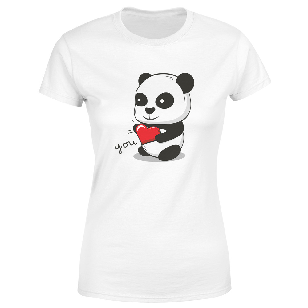 Tričko Panda love – dámské (Velikost: XS, Barva trička: Bílá)