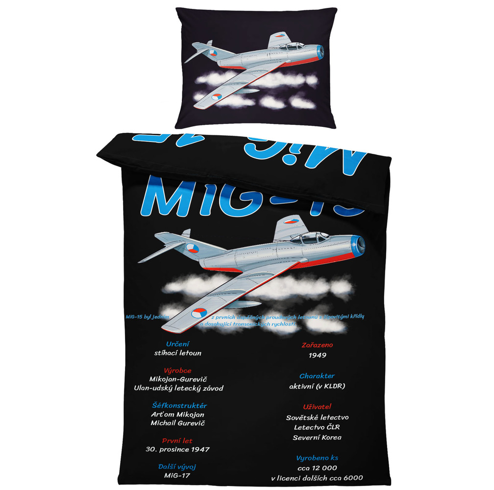 Povlečení MiG-15 (Rozměr : 1x150/200 + 1x60/50)