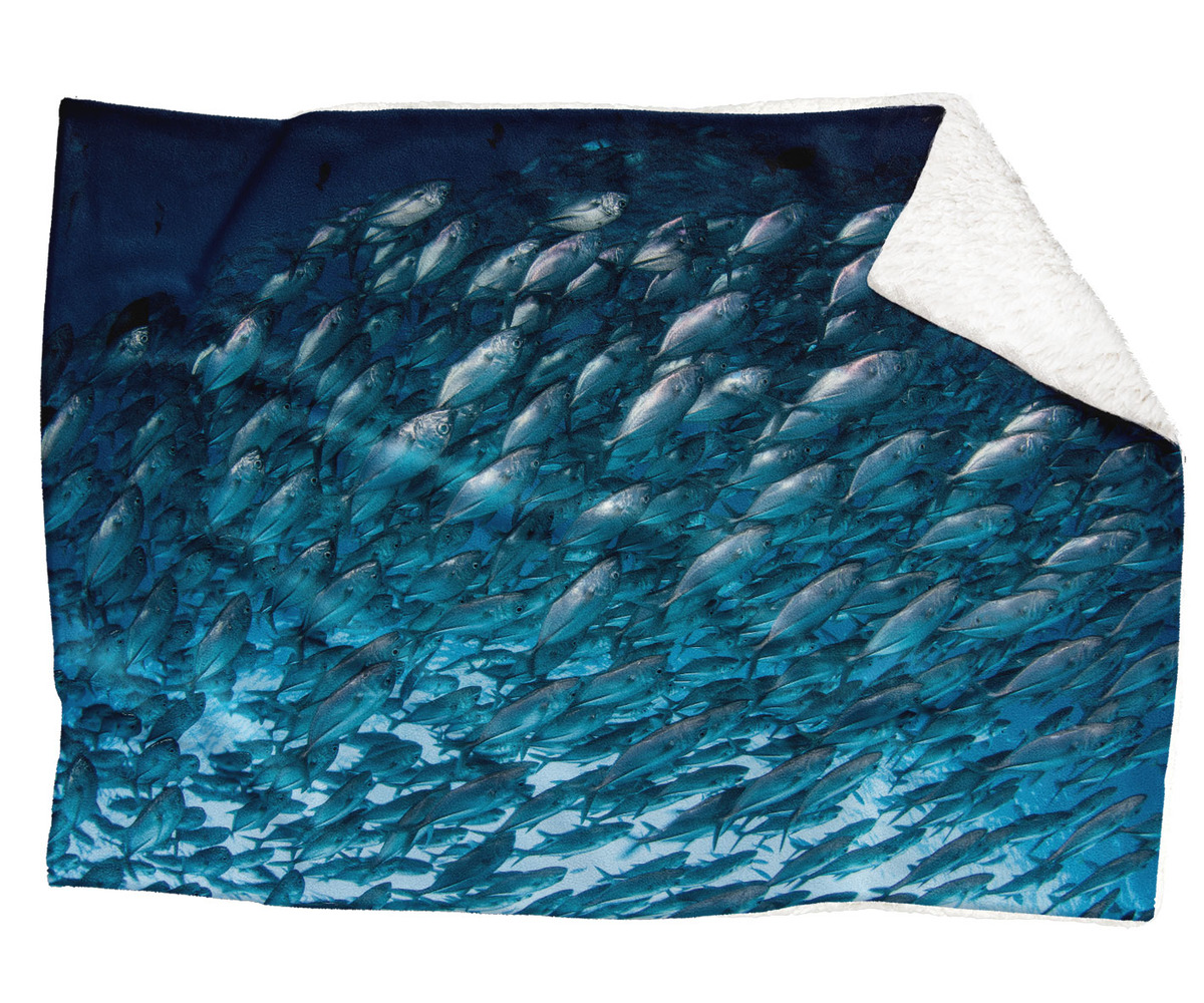 IMPAR Fleecová deka Hejno ryb 150x120 cm (Rozměr : 200 x 140 cm, Podšití beránkem: ANO)