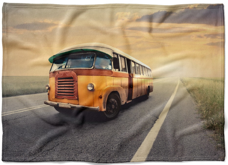 IMPAR Fleecová deka Retro autobus 150x120 cm (Rozměr : 150 x 120 cm, Podšití beránkem: NE)