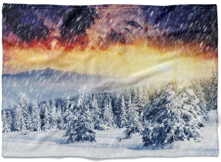 IMPAR Fleecová deka Zasněžená krajina 150x120 cm (Rozměr : 150 x 120 cm, Podšití beránkem: NE)