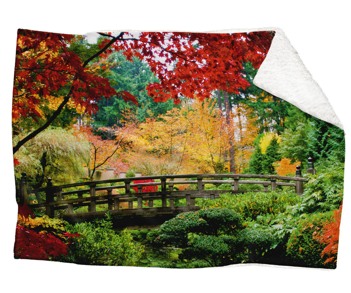 IMPAR Fleecová deka Podzimní park 150x120 cm (Rozměr : 150 x 120 cm, Podšití beránkem: ANO)