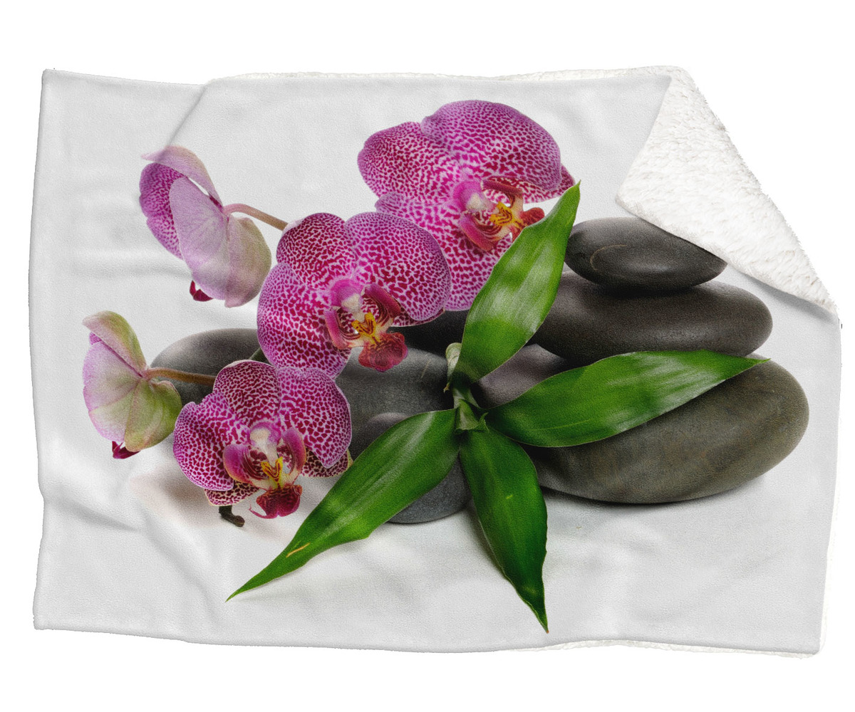 Levně Deka Orchidej na kamenech (Rozměr : 150 x 120 cm, Podšití beránkem: ANO)