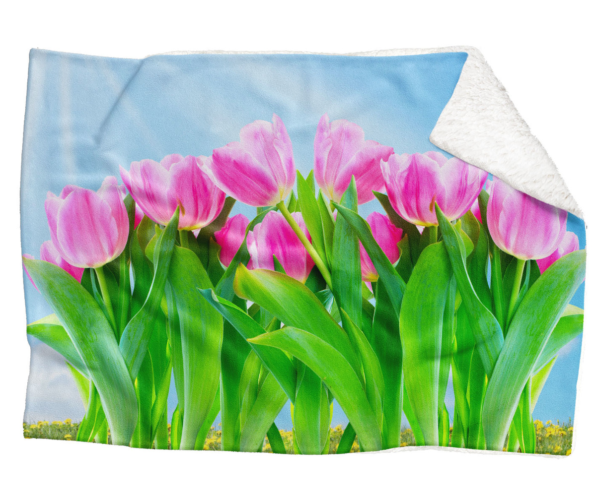 Deka Tulipány (Rozměr : 150 x 120 cm, Podšití beránkem: ANO)