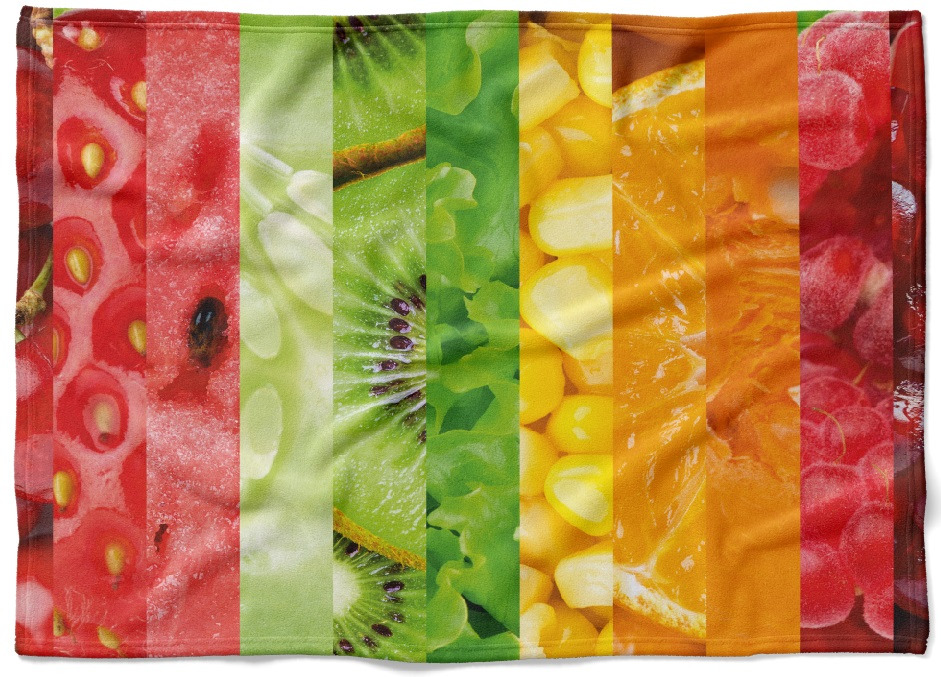 IMPAR Fleecová deka Koláž ovoce 150x120 cm (Rozměr : 150 x 120 cm, Podšití beránkem: NE)