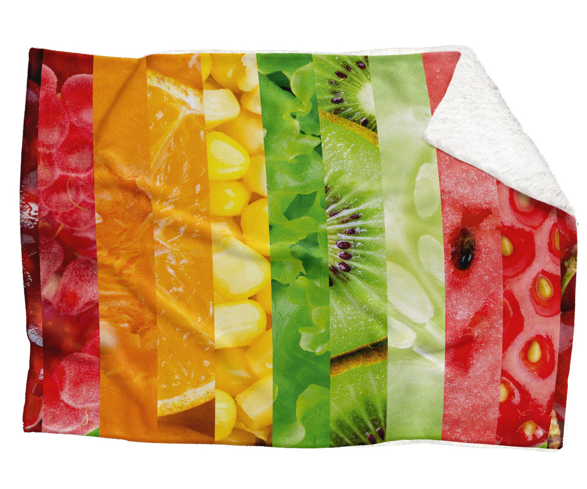 IMPAR Fleecová deka Koláž ovoce 150x120 cm (Rozměr : 150 x 120 cm, Podšití beránkem: ANO)