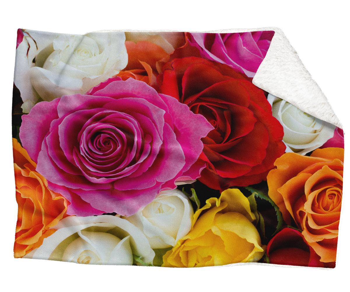 Levně Deka Barevné růže (Rozměr : 150 x 120 cm, Podšití beránkem: ANO)