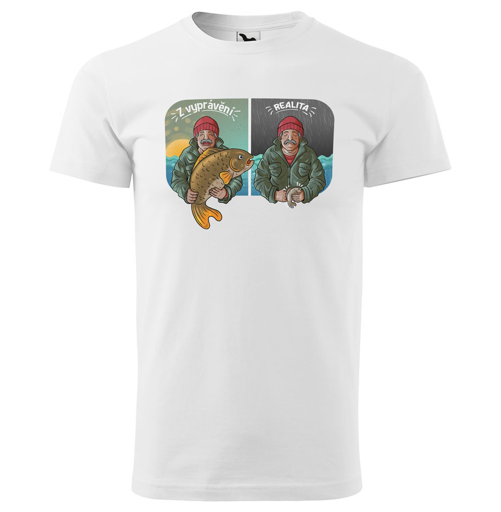 Tričko Rybářova realita – pánské (Velikost: XS, Barva trička: Bílá)