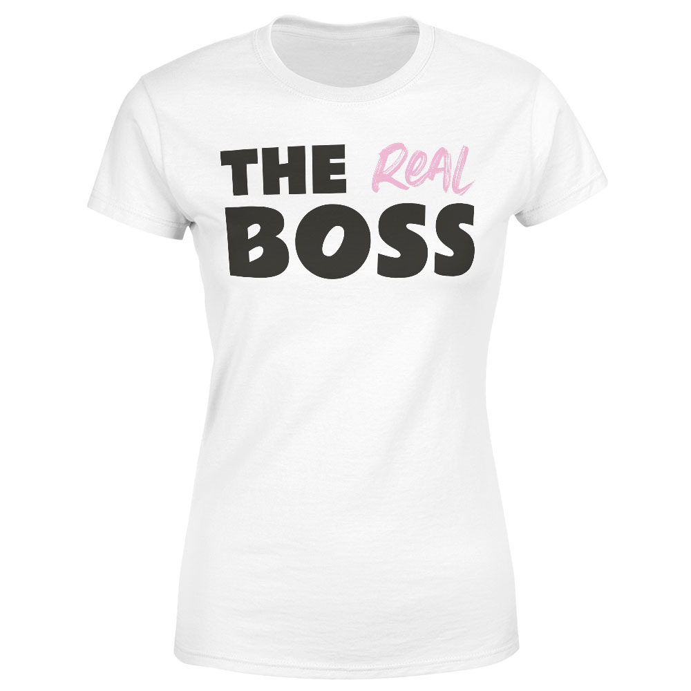 Tričko The Real Boss - dámské (Velikost: S, Barva trička: Bílá)