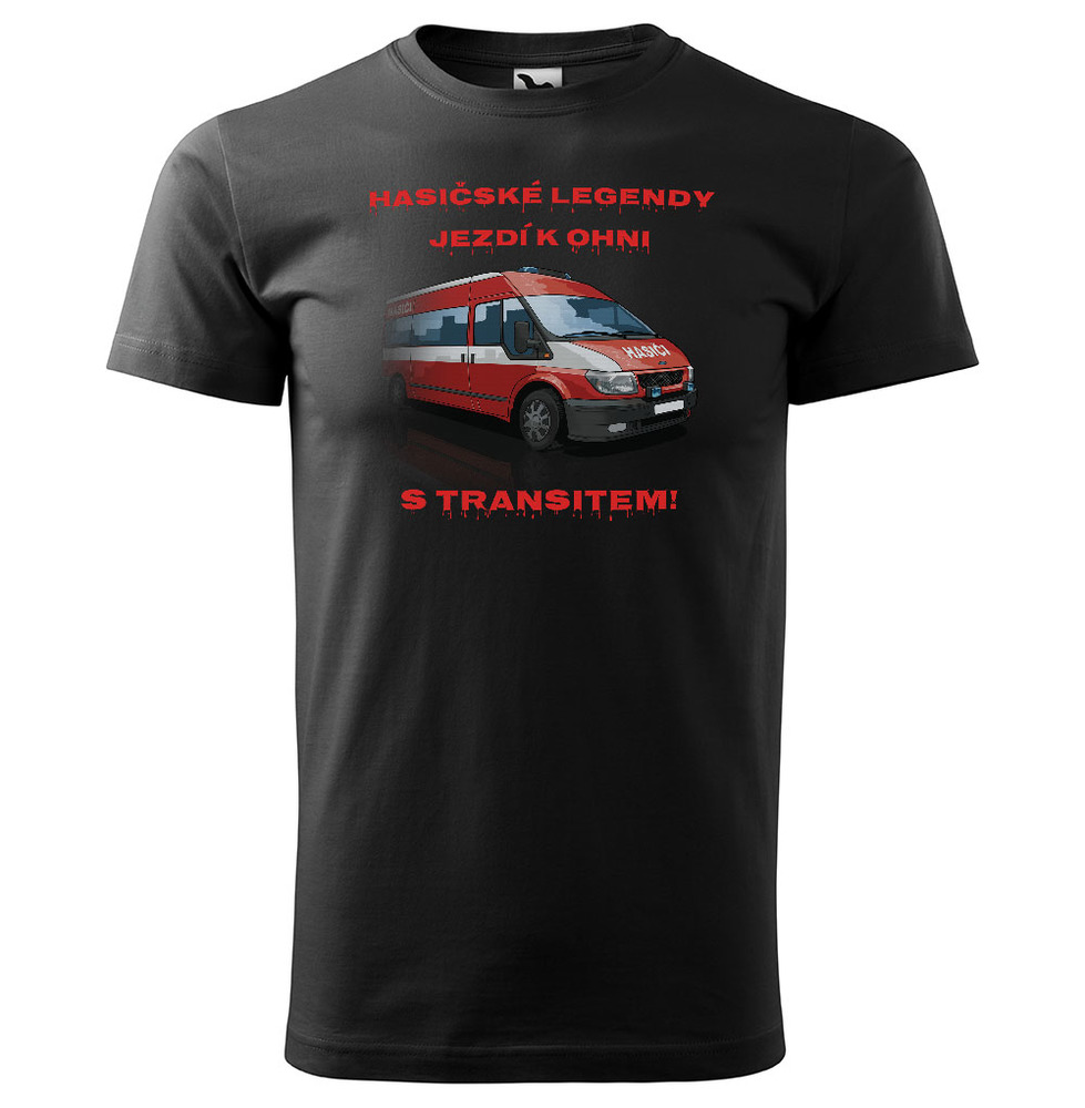 Tričko Hasičské legendy – Transit (pánské) (Velikost: M, Barva trička: Černá)