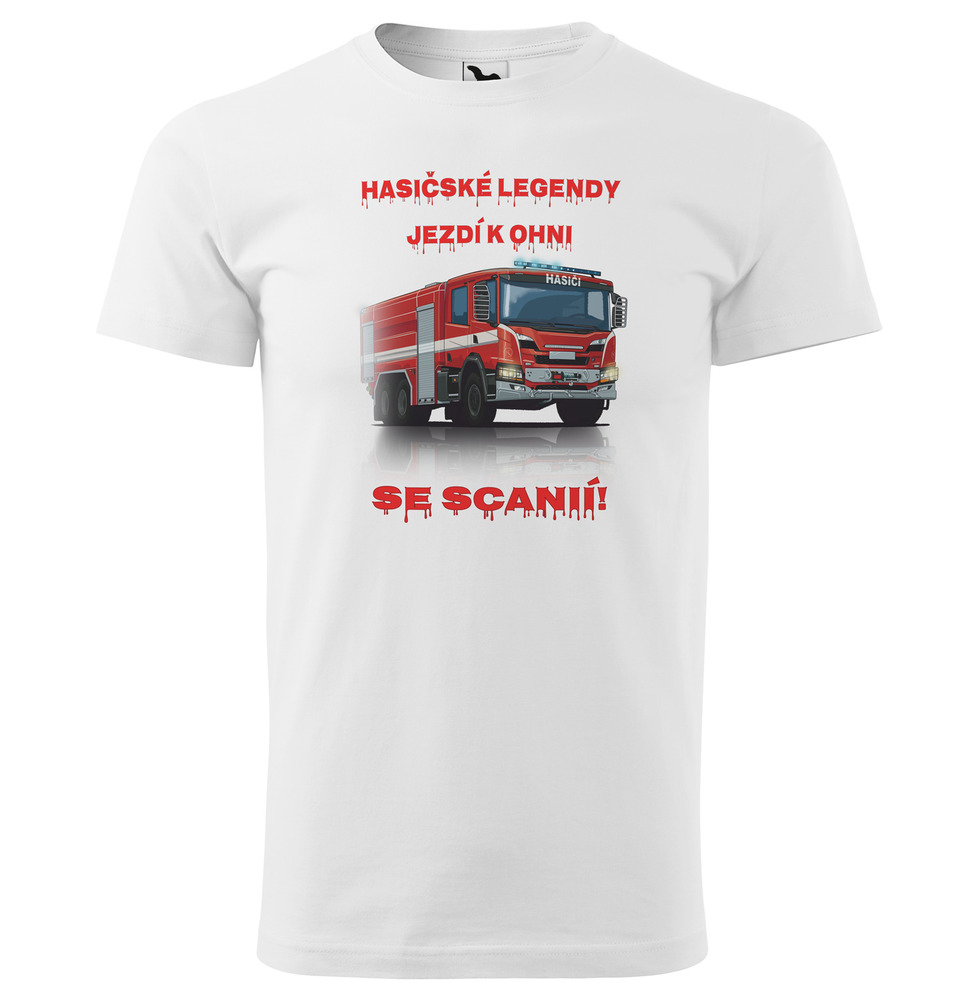 Tričko Hasičské legendy – Scania (pánské) (Velikost: S, Barva trička: Bílá)