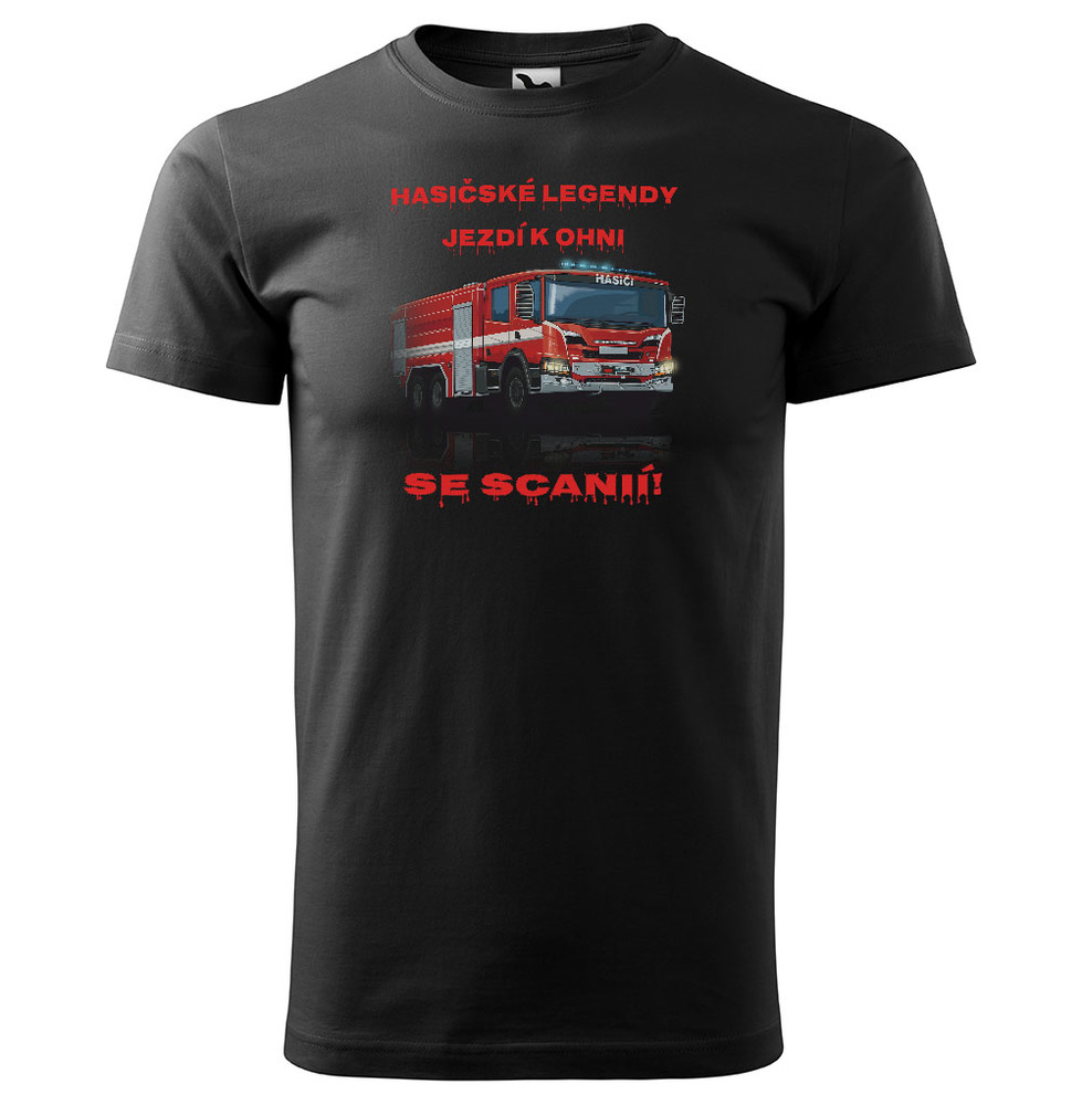 Tričko Hasičské legendy – Scania (pánské) (Velikost: XS, Barva trička: Černá)