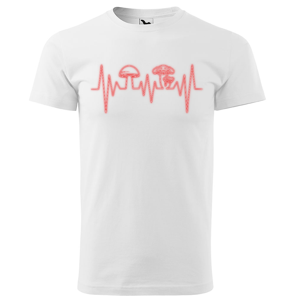 Tričko Mushroom heartbeat (Velikost: L, Typ: pro muže, Barva trička: Bílá)