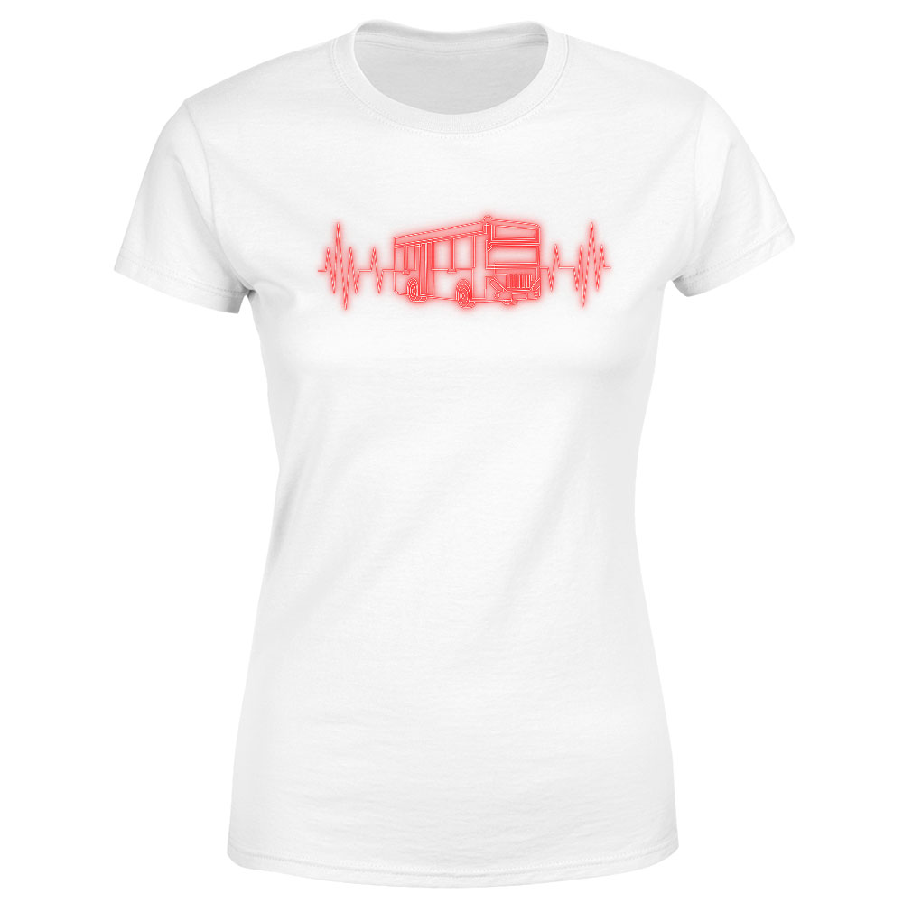 Tričko Bus Heartbeat (Velikost: XS, Typ: pro ženy, Barva trička: Bílá)