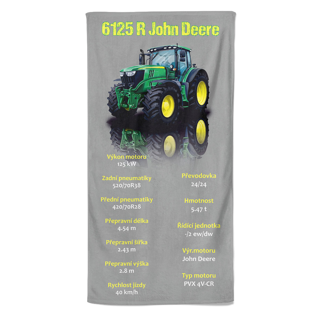Osuška John Deere 6125R (Velikost osušky: 100x170cm)