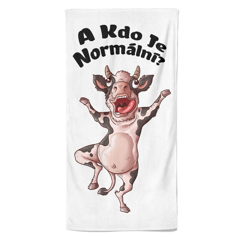 Osuška Kdo je normální – kráva (Velikost osušky: 100x170cm)