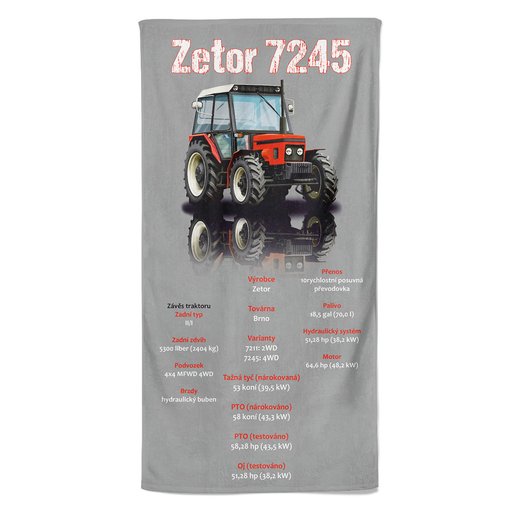 Osuška Zetor 7245 (Velikost osušky: 100x170cm)