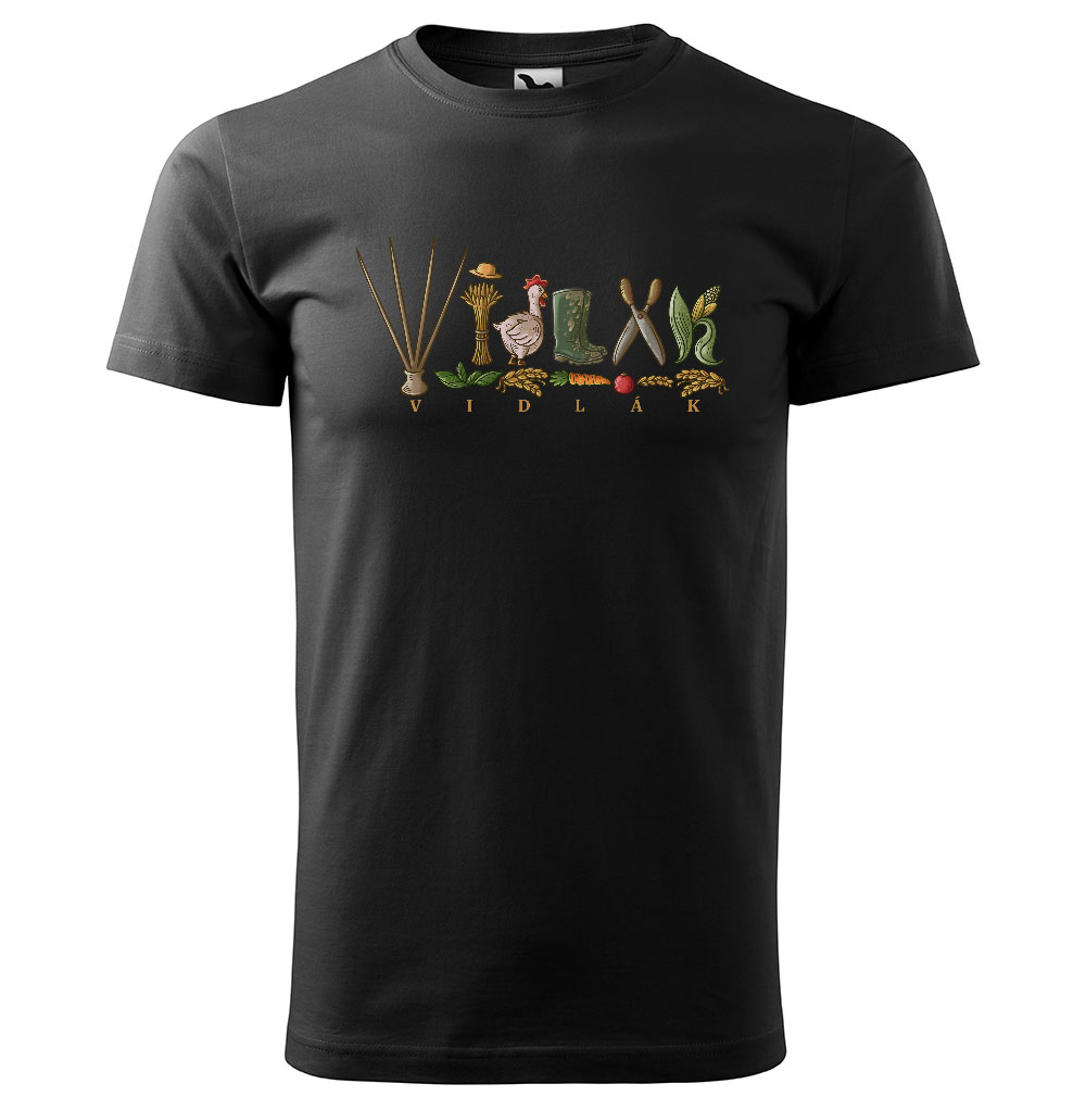 Tričko Vidlák (Velikost: XS, Typ: pro muže, Barva trička: Černá)