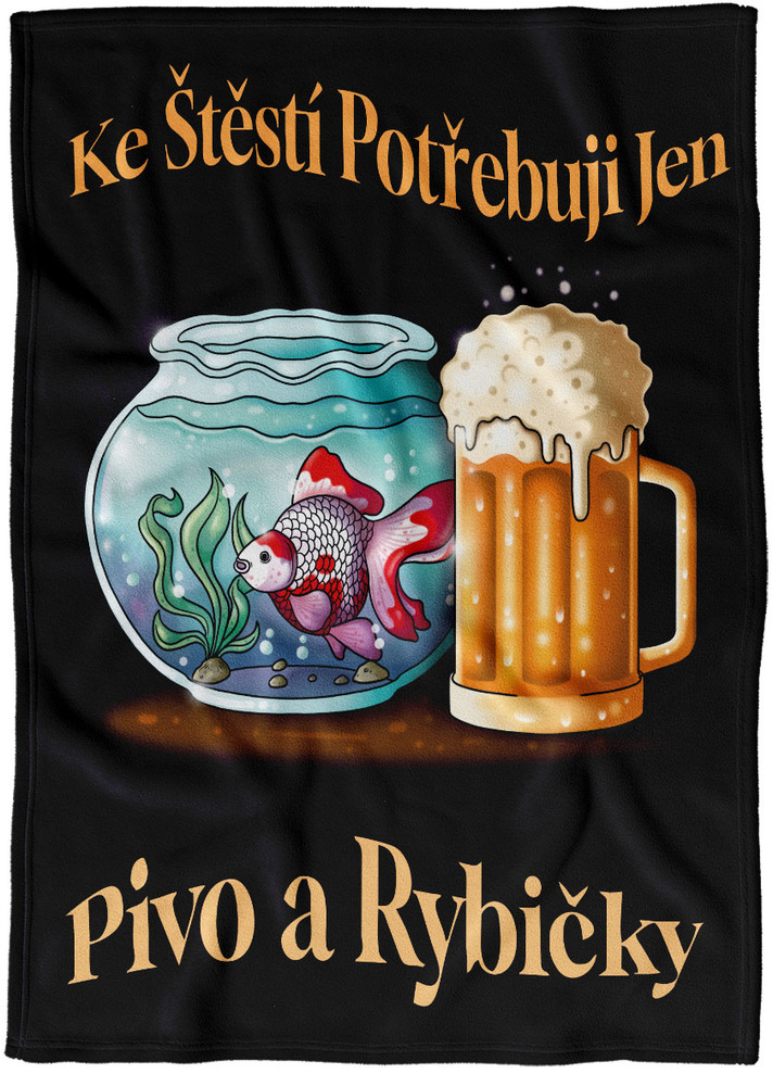 Levně Deka Štěstí = Pivo + rybičky (Podšití beránkem: NE)