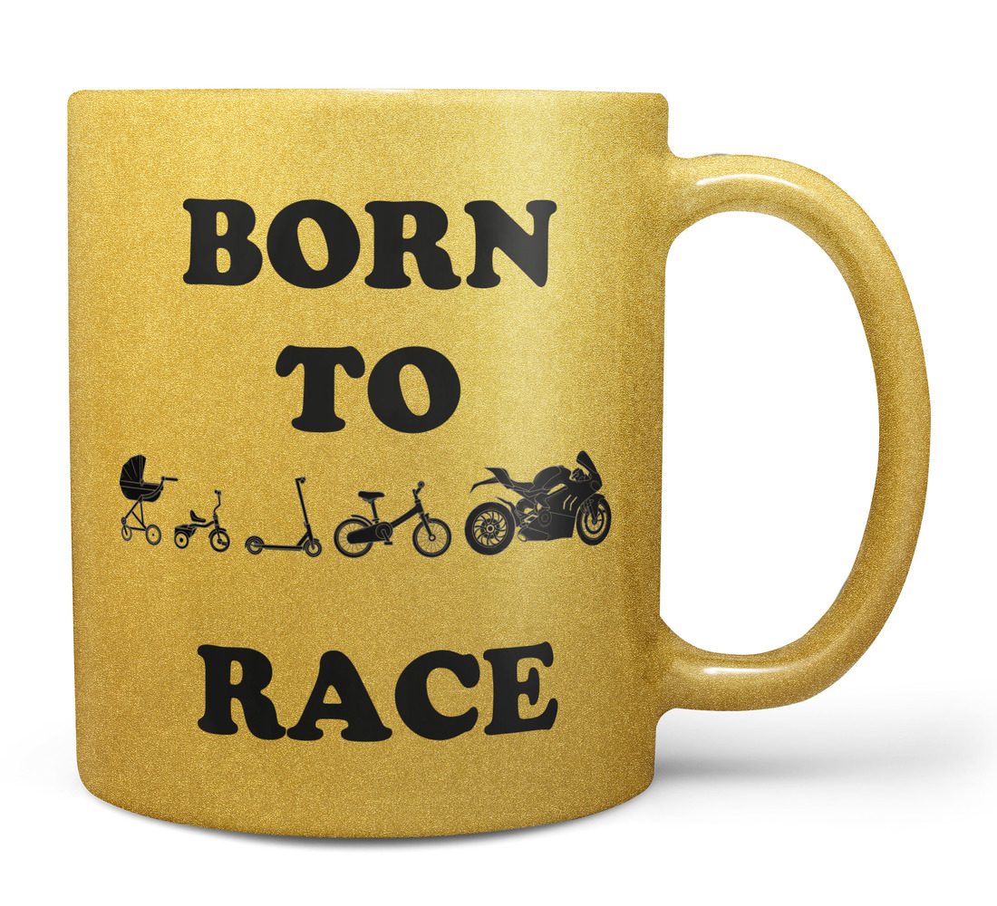 Hrnek Born to race - zlatý (Náplň hrníčku: Žádná)