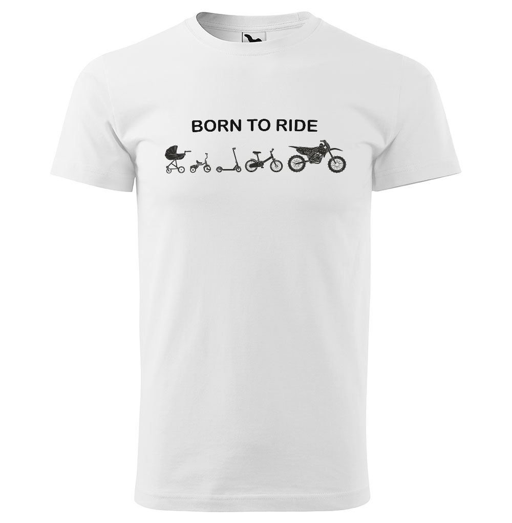 Tričko Born to ride motocross (Velikost: L, Typ: pro muže, Barva trička: Bílá)